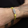 BRACCIALE IN CORDA GIALLA CON TARGA PROPAGANDA W/ NOVE25 IN ARGENTO