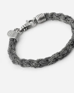 BRACCIALE INTRECCIO MIXED TEXTURE IN ARGENTO