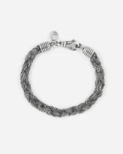 BRACCIALE INTRECCIO MIXED TEXTURE IN ARGENTO
