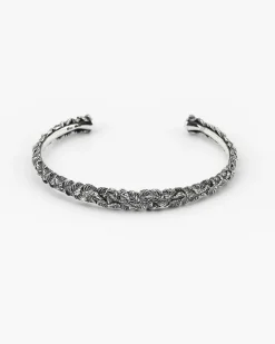BRACCIALE RIGIDO FOGLIE CON BRILLANTE VERDE