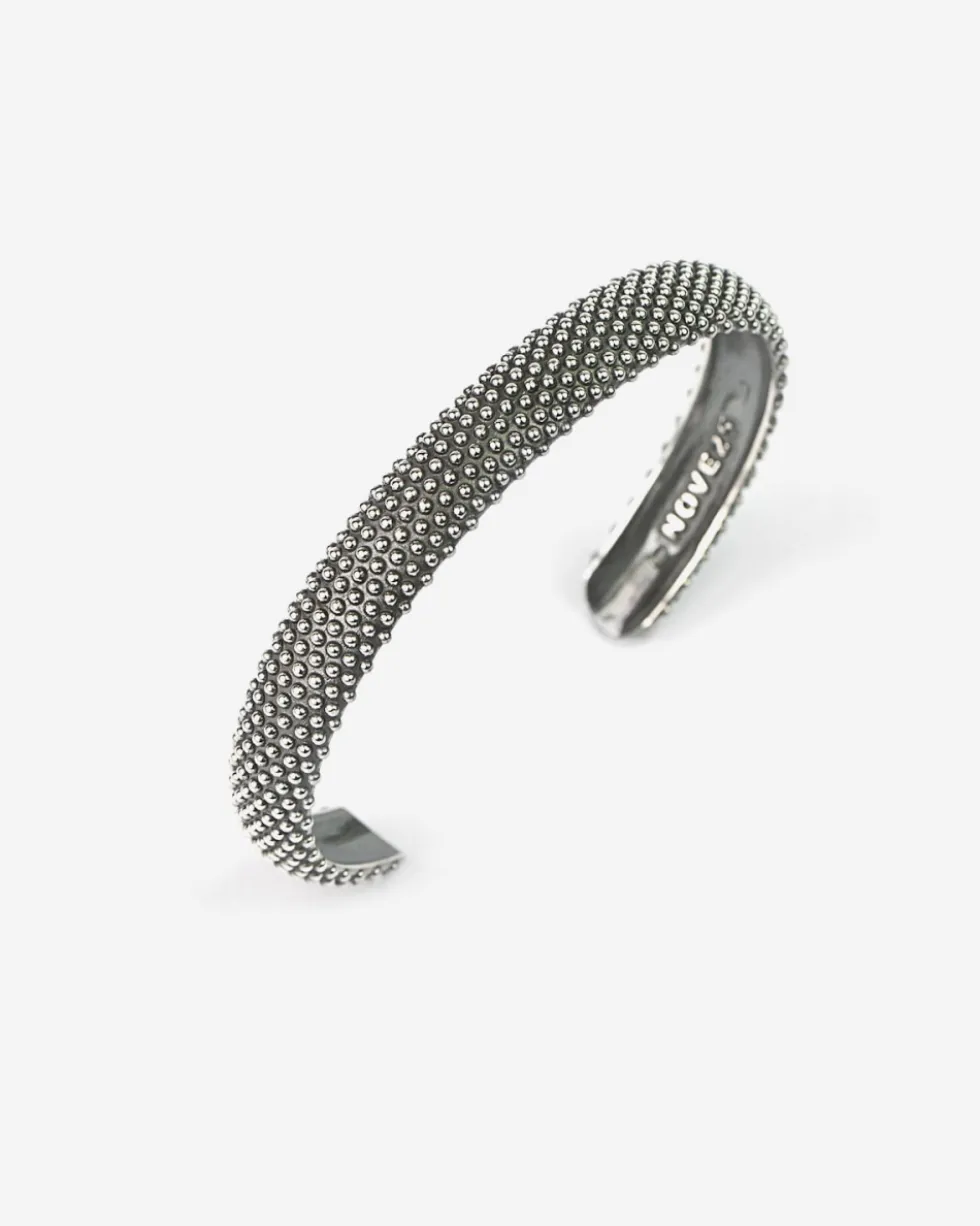 BRACCIALE RIGIDO PUNTINATO IN ARGENTO