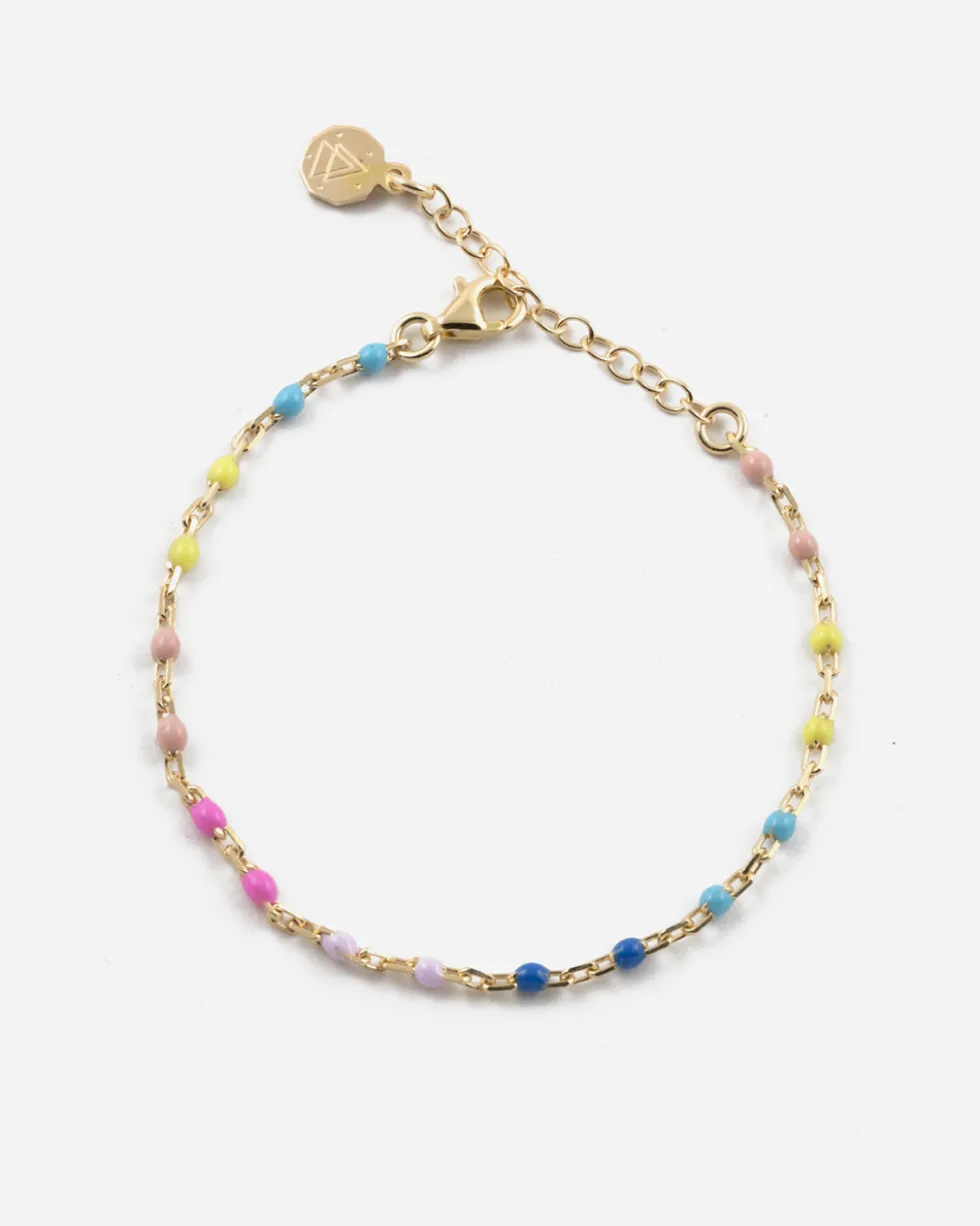 BRACCIALE SMALTO MULTICOLOR GRANDE PLACCATO ORO