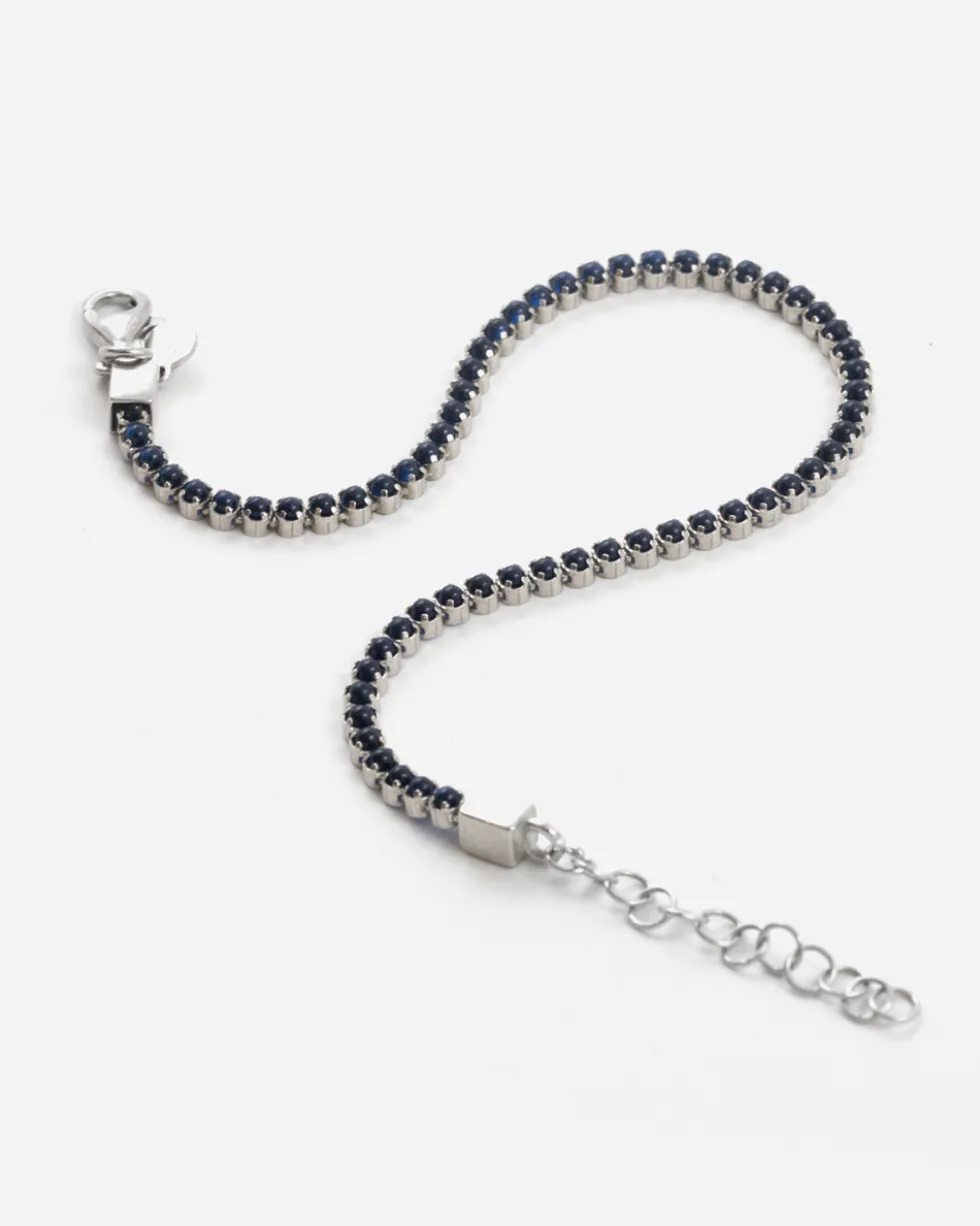 BRACCIALE TENNIS IN ARGENTO CON PIETRE BLU CABOCHON