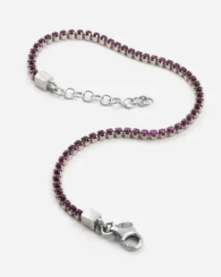 BRACCIALE TENNIS IN ARGENTO CON PIETRE FUCSIA CABOCHON