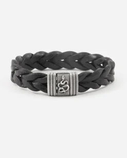 BRACCIALE TRECCIA IN PELLE CON SERPENTE IN ARGENTO