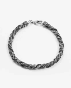 BRACCIALE TRECCIA RITORTA IN ARGENTO