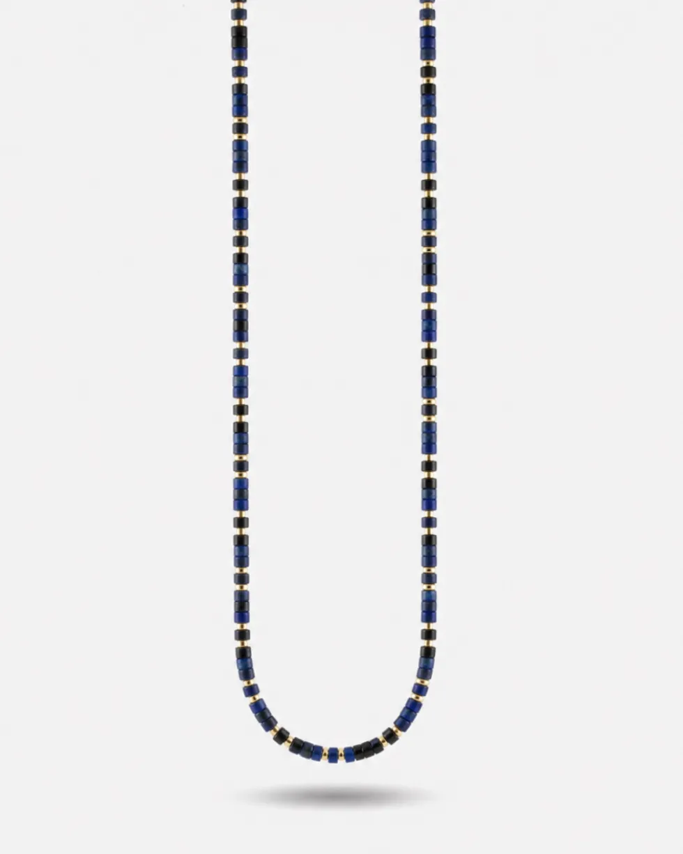 COLLANA CILINDRI MINI BLU PLACCATA ORO