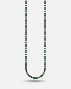 COLLANA CILINDRI MINI VERDI PLACCATA ORO