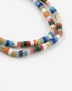 COLLANA CILINDRI MULTICOLOR PLACCATA ORO