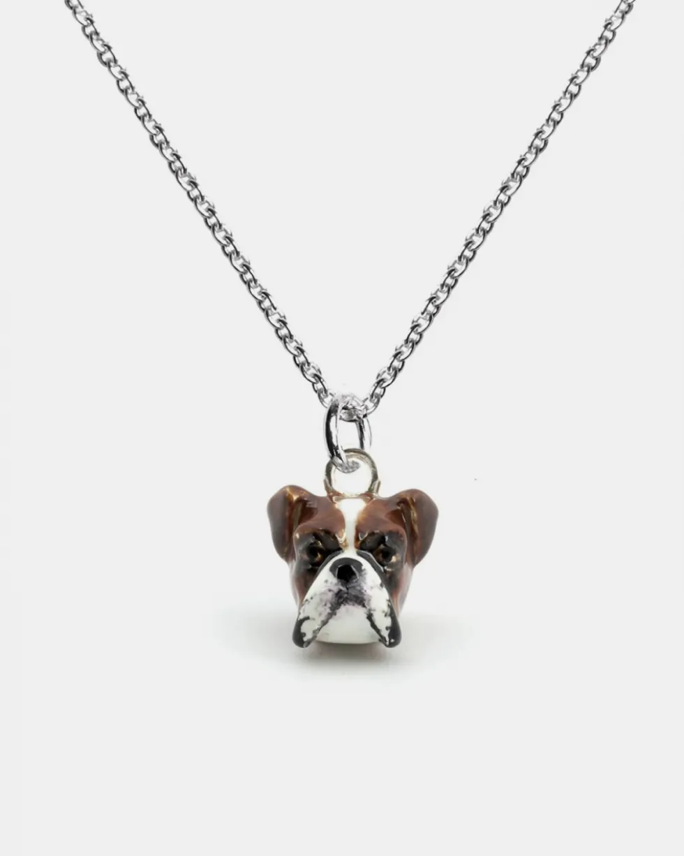 COLLANA CON CIONDOLO CANE BOXER SMALTATO