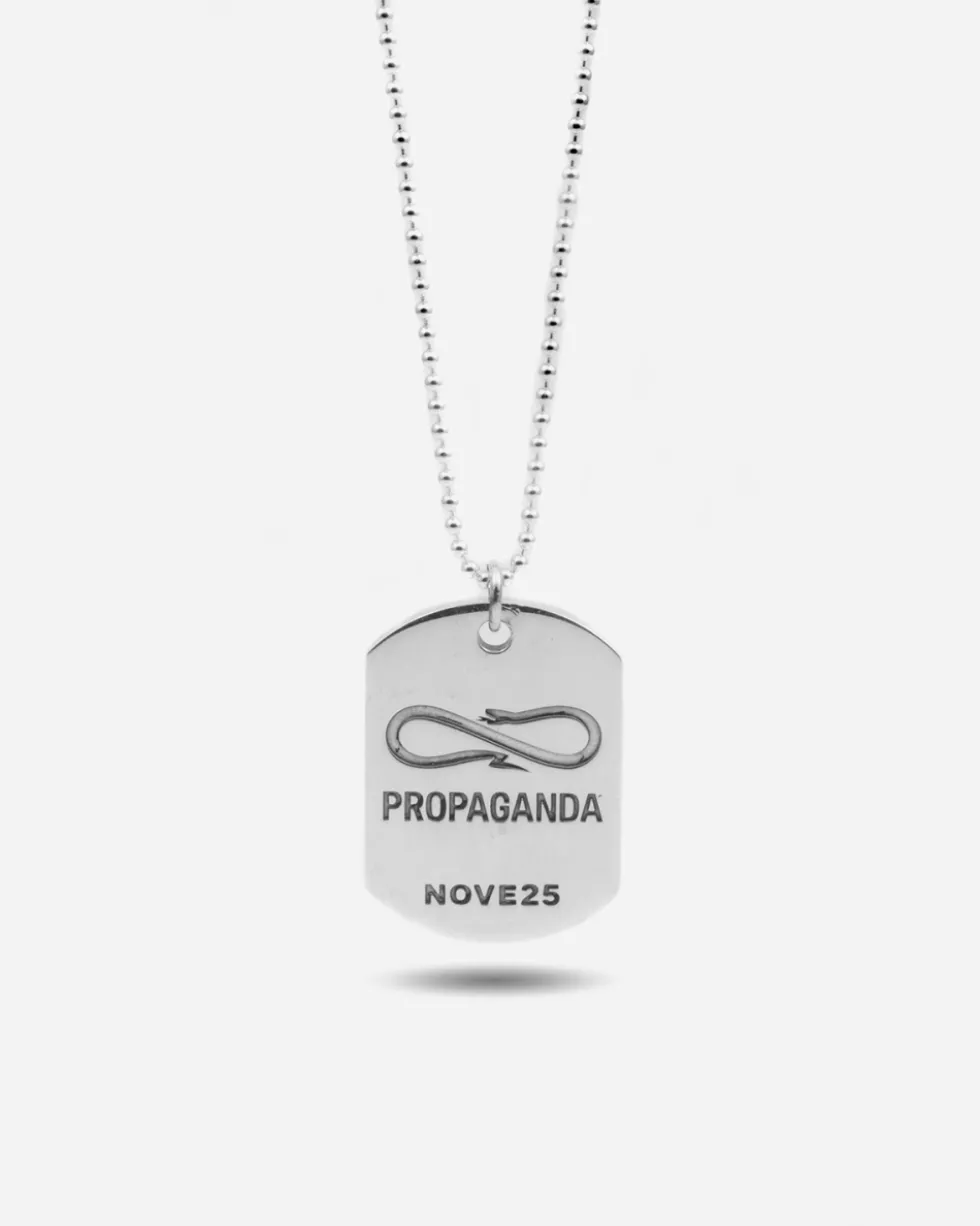 COLLANA CON CIONDOLO PIASTRA MILITARE PROPAGANDA W/ NOVE25 IN ARGENTO