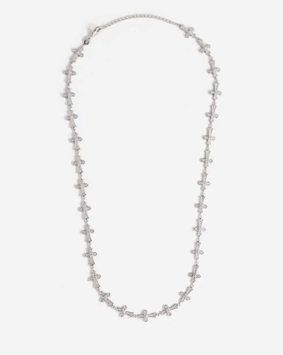 COLLANA CROCI GOTICHE IN ARGENTO CON BRILLANTI