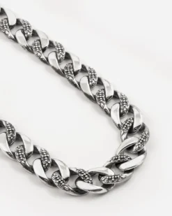 COLLANA GRUMETTA CON TEXTURE GOTICA ALTERNATA SUERTE IN ARGENTO