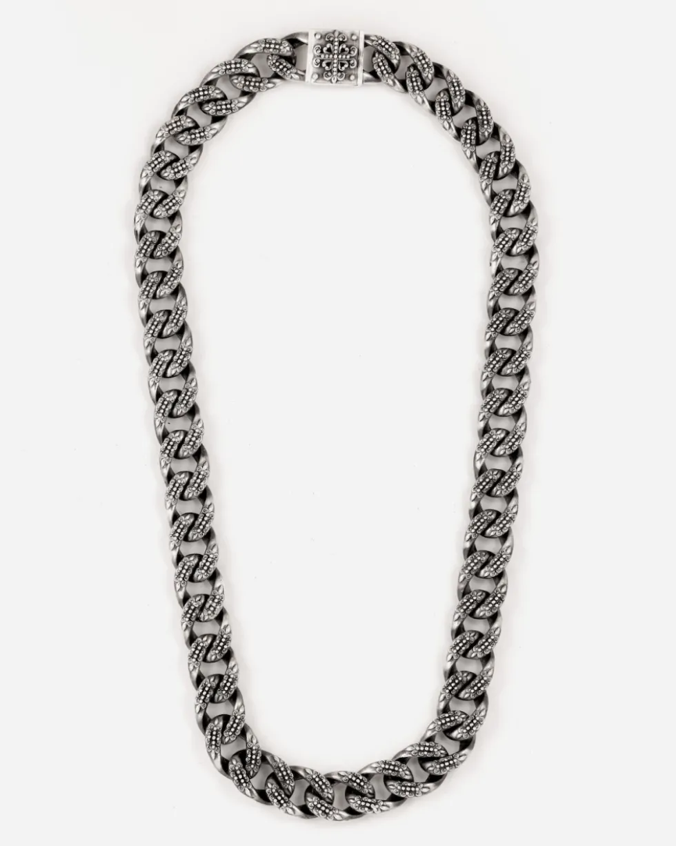 COLLANA GRUMETTA CON TEXTURE GOTICA ENLACE IN ARGENTO