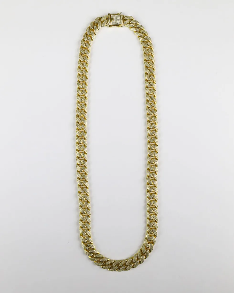 COLLANA GRUMETTA OVALE H120 CON ZIRCONIA CUBICA / GALVANICA ORO GIALLO LUCIDO