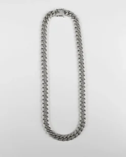 COLLANA GRUMETTA OVALE H120 CON ZIRCONIA CUBICA / GALVANICA RODIO LUCIDO