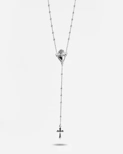 COLLANA ROSARIO CUORE EX-VOTO E CROCE GOTICA