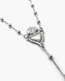 COLLANA ROSARIO CUORE EX-VOTO E CROCE GOTICA