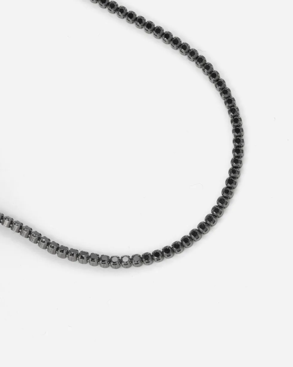 COLLANA TENNIS IN ARGENTO CON BRILLANTI NERI