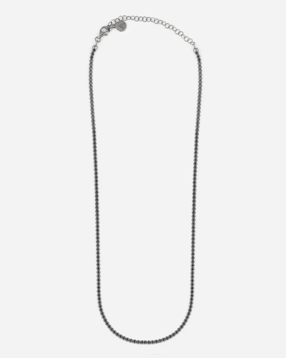 COLLANA TENNIS IN ARGENTO CON BRILLANTI NERI