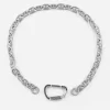COLLANA TRAVERSINO IN ARGENTO CON MOSCHETTONE GRANDE IN BRONZO ARGENTATO
