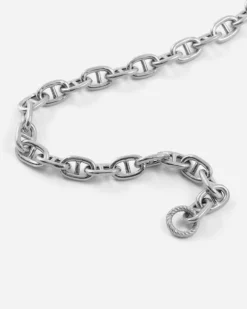 COLLANA TRAVERSINO IN ARGENTO CON MOSCHETTONE GRANDE IN BRONZO ARGENTATO