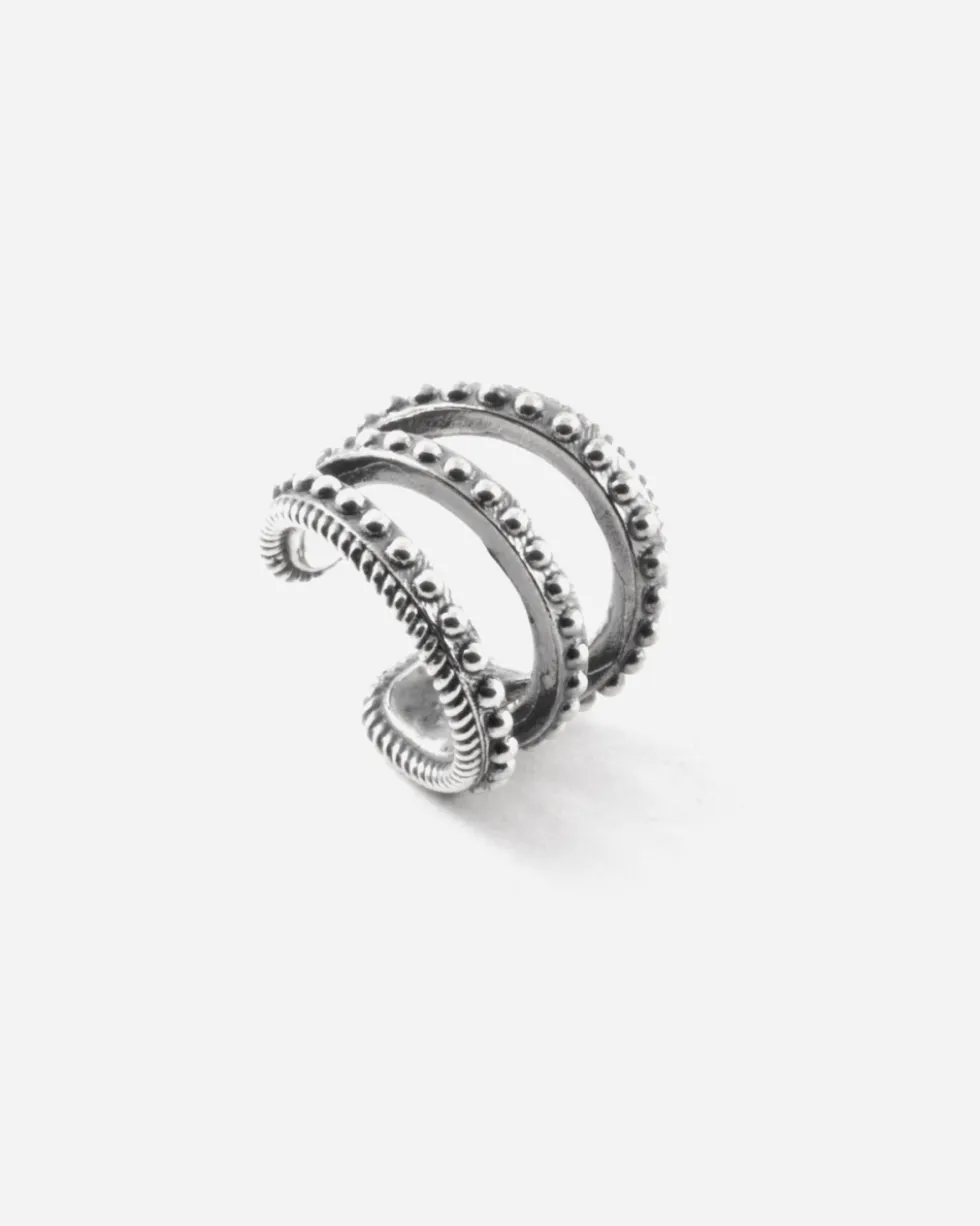 EAR CUFF TRIPLE TIE PUNTINATO IN ARGENTO
