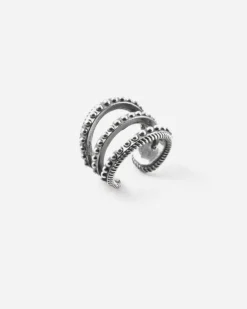 EAR CUFF TRIPLE TIE PUNTINATO IN ARGENTO