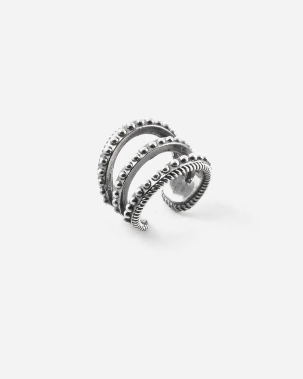 EAR CUFF TRIPLE TIE PUNTINATO IN ARGENTO