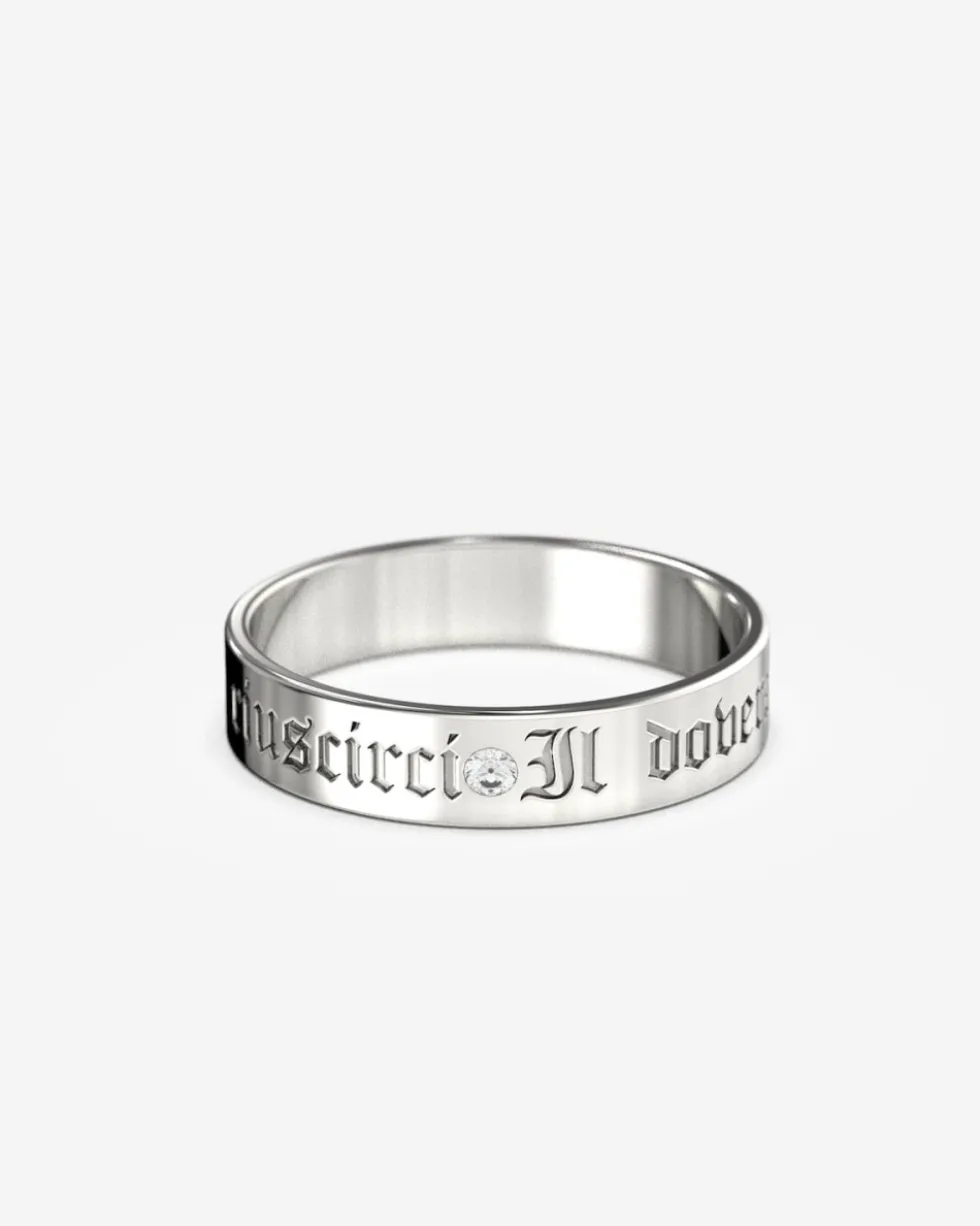 FEDE NUZIALE PIATTA CON DIAMANTE H4,5