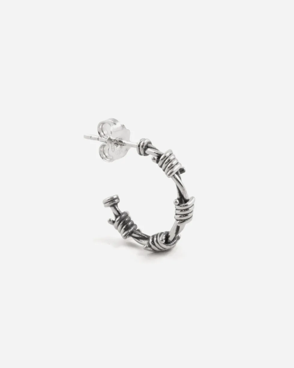 ORECCHINO A CERCHIO FILO SPINATO MINI IN ARGENTO