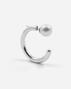 ORECCHINO A CERCHIO PIERCING IN ARGENTO CON PERLA