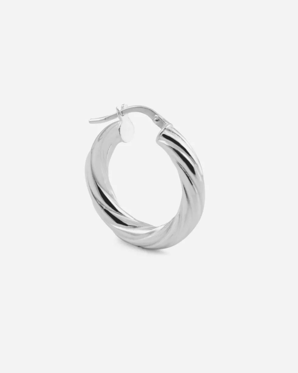 ORECCHINO A CERCHIO TORCHON LISCIO FILO 4 DIAM 15 MM IN ARGENTO