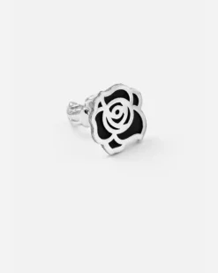ORECCHINO A LOBO CON ROSA EROX IN ARGENTO