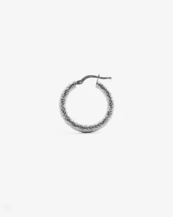 ORECCHINO DIAMOND HOOP MEDIO IN ARGENTO RODIATO