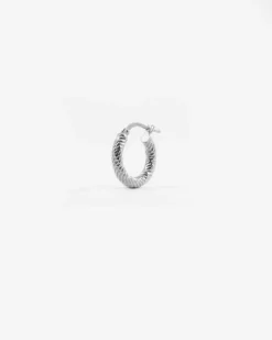 ORECCHINO DIAMOND HOOP PICCOLO IN ARGENTO RODIATO