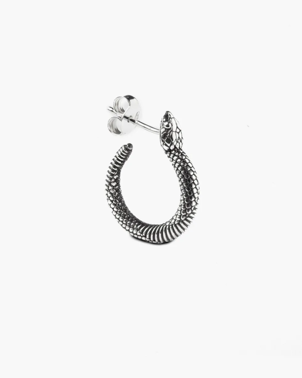 ORECCHINO SERPENTE A CERCHIO IN ARGENTO